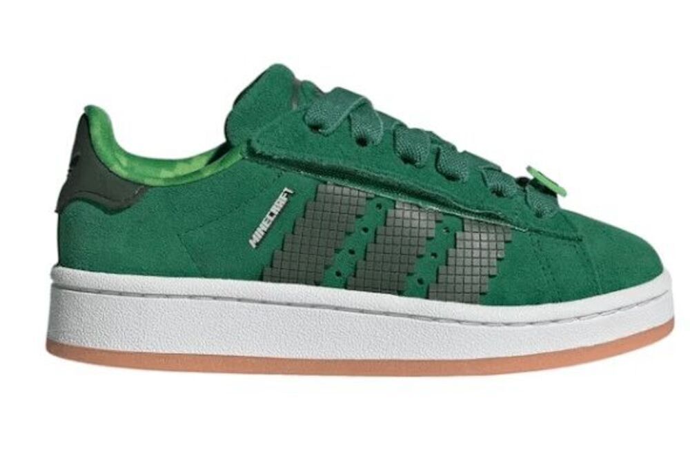 Adidas x Minecraft Boys Size 1 Campus 00's Green Suede Sneakers